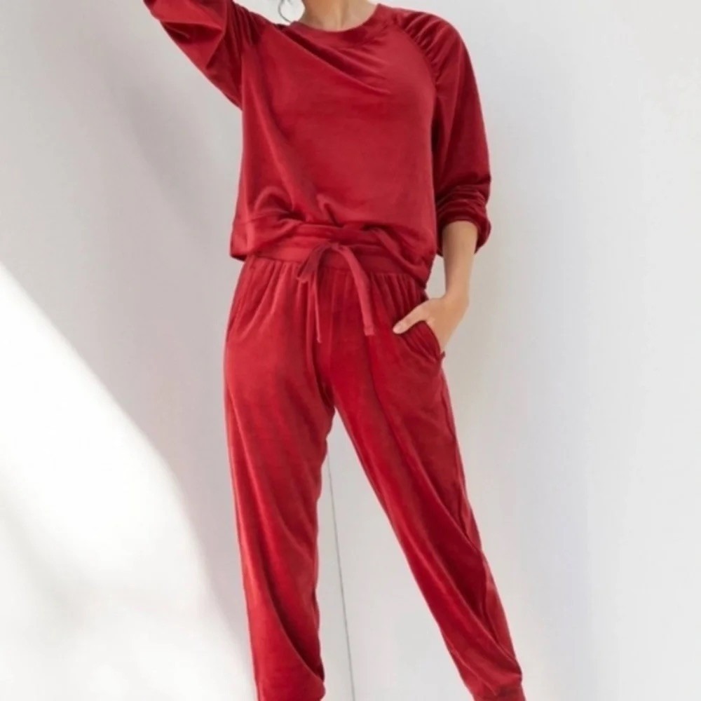 Anthropologie Saturday/Sunday Merida Velvet Sweatshirt Joggers Set Size Medium